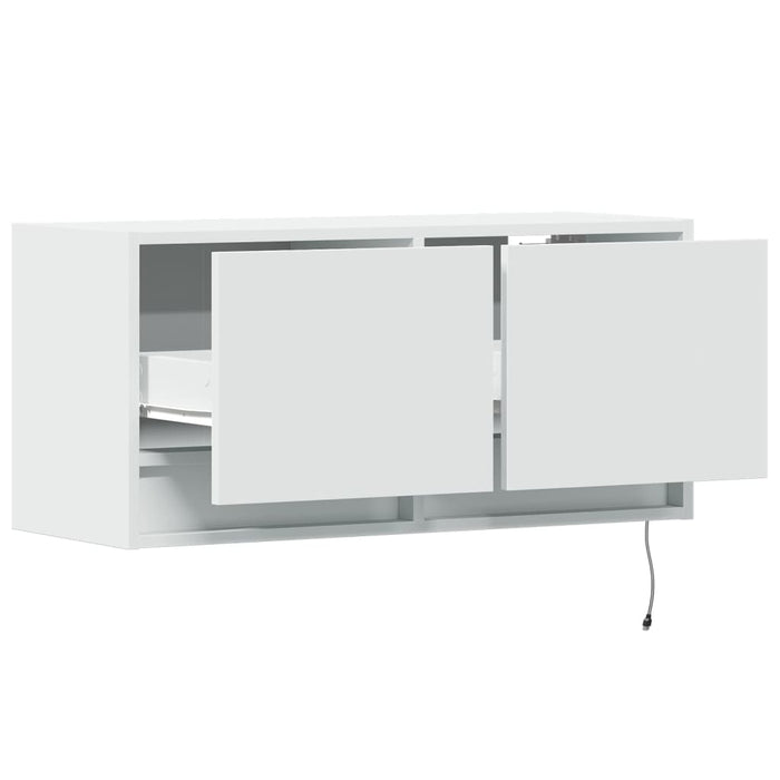 Comodă TV de perete cu lumini LED, alb, 80x31x38 cm - WALTI WALTI