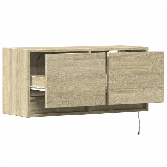 Comodă TV de perete cu lumini LED, stejar sonoma, 80x31x38 cm - WALTI WALTI