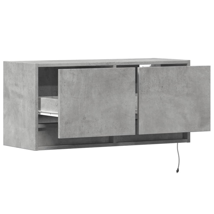 Comodă TV de perete cu lumini LED, gri beton, 80x31x38 cm - WALTI WALTI