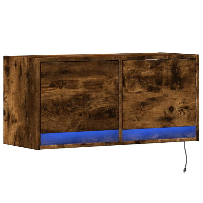Comodă TV de perete cu lumini LED, stejar fumuriu, 80x31x38 cm - WALTI WALTI