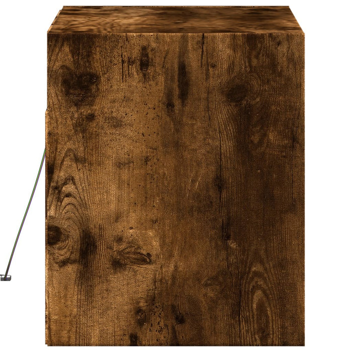 Comodă TV de perete cu lumini LED, stejar fumuriu, 80x31x38 cm - WALTI WALTI