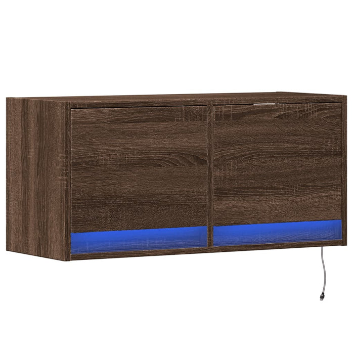 Comodă TV de perete cu lumini LED, stejar maro, 80x31x38 cm - WALTI WALTI