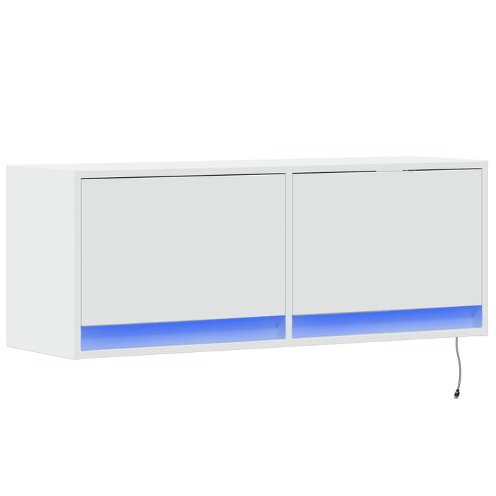 Comodă TV de perete cu lumini LED, alb, 100x31x38 cm - WALTI WALTI