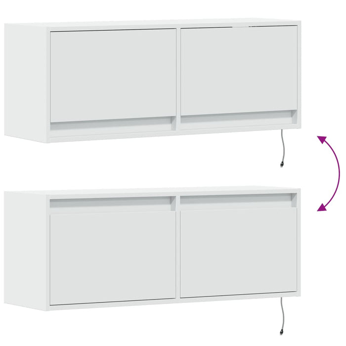 Comodă TV de perete cu lumini LED, alb, 100x31x38 cm - WALTI WALTI