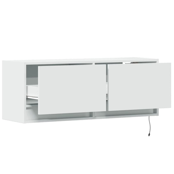 Comodă TV de perete cu lumini LED, alb, 100x31x38 cm - WALTI WALTI