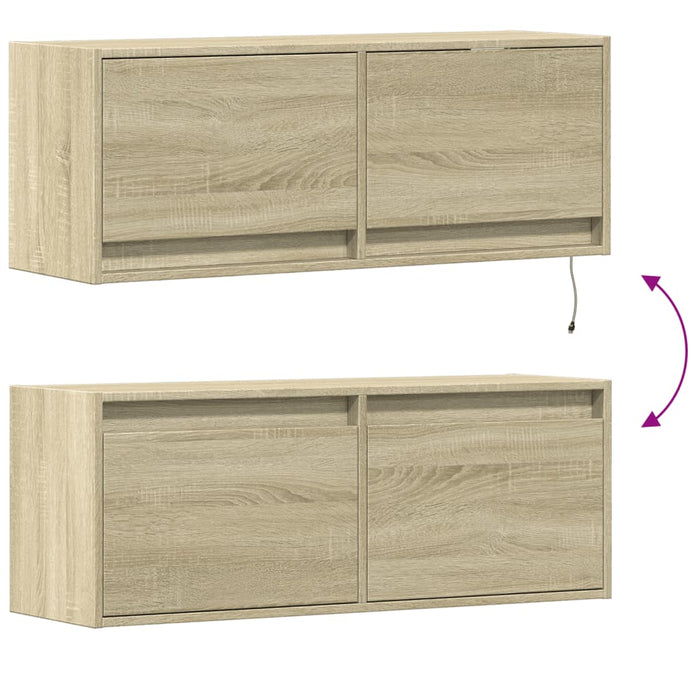Comodă TV de perete cu lumini LED, stejar sonoma, 100x31x38 cm - WALTI WALTI