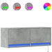 Comodă TV de perete cu lumini LED, gri beton, 100x31x38 cm - WALTI WALTI