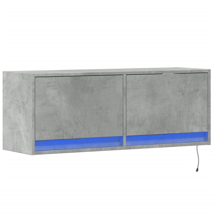 Comodă TV de perete cu lumini LED, gri beton, 100x31x38 cm - WALTI WALTI