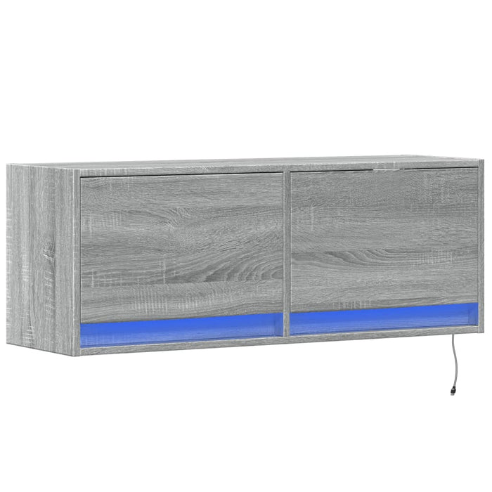 Comodă TV de perete cu lumini LED, gri sonoma, 100x31x38 cm - WALTI WALTI