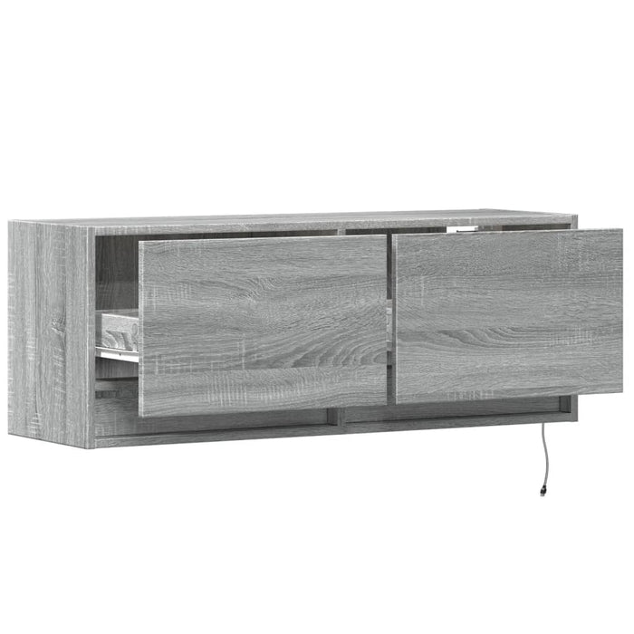 Comodă TV de perete cu lumini LED, gri sonoma, 100x31x38 cm - WALTI WALTI