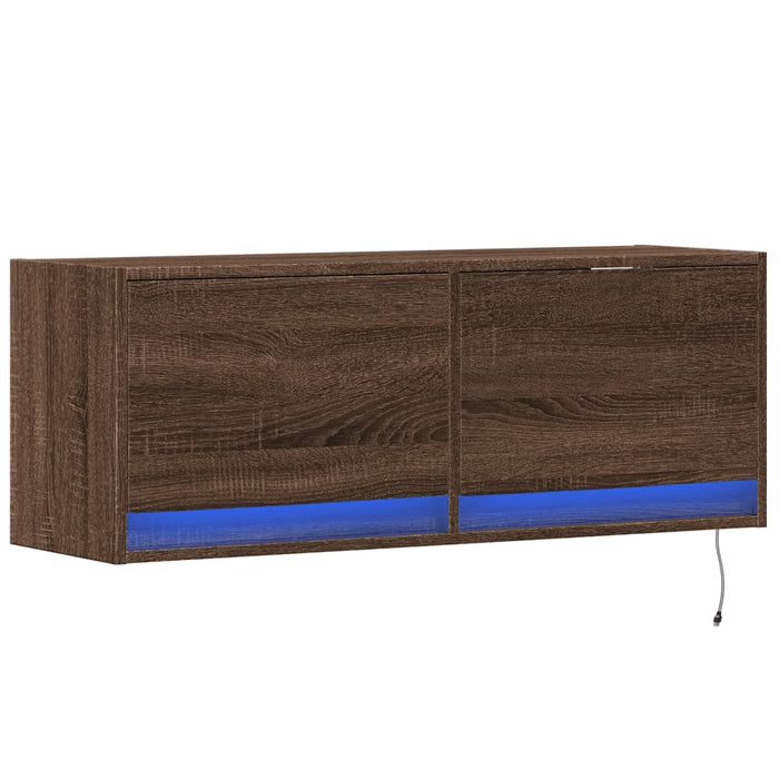 Comodă TV de perete cu lumini LED, stejar maro, 100x31x38 cm - WALTI WALTI