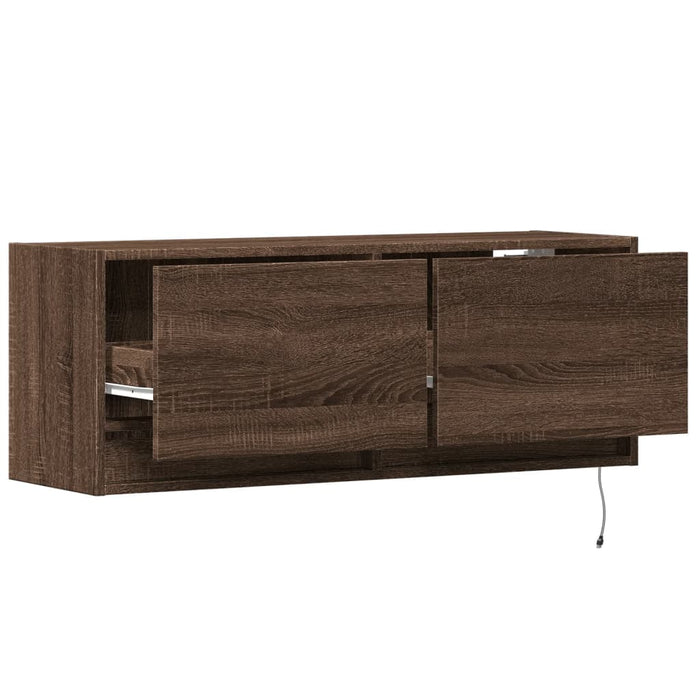 Comodă TV de perete cu lumini LED, stejar maro, 100x31x38 cm - WALTI WALTI