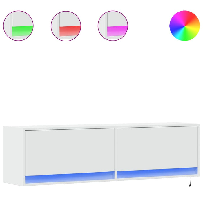 Dulap TV de perete cu lumini LED, alb, 140x31x38 cm - WALTI WALTI