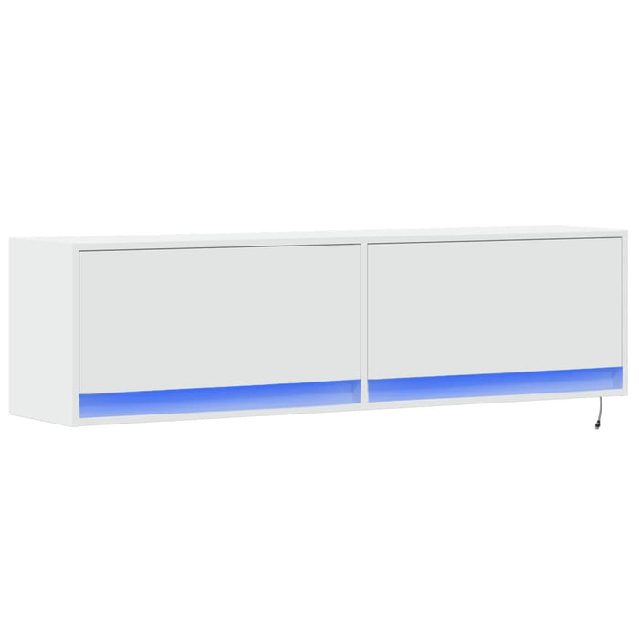 Dulap TV de perete cu lumini LED, alb, 140x31x38 cm - WALTI WALTI