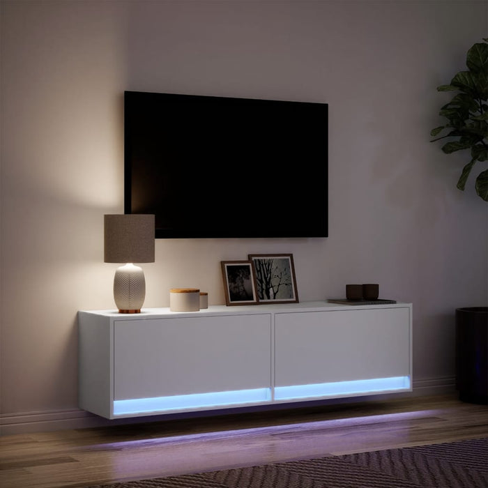 Dulap TV de perete cu lumini LED, alb, 140x31x38 cm - WALTI WALTI