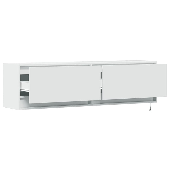 Dulap TV de perete cu lumini LED, alb, 140x31x38 cm - WALTI WALTI
