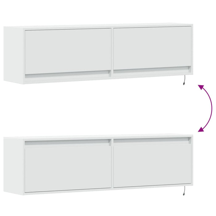 Dulap TV de perete cu lumini LED, alb, 140x31x38 cm - WALTI WALTI