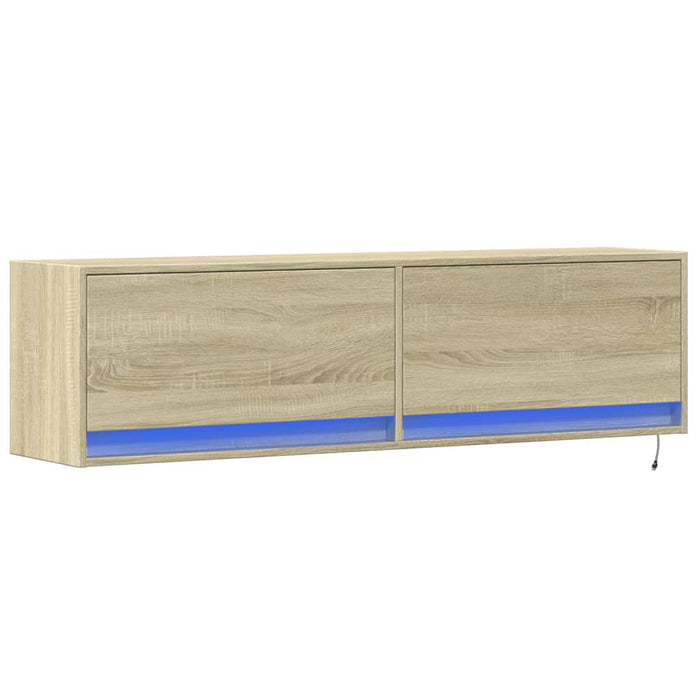 Comodă TV de perete cu lumini LED, stejar sonoma, 140x31x38 cm - WALTI WALTI
