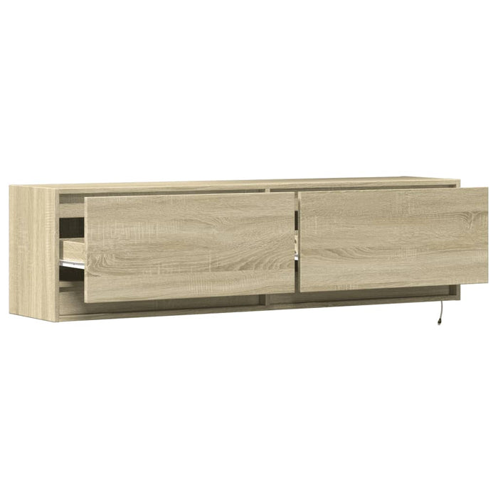 Comodă TV de perete cu lumini LED, stejar sonoma, 140x31x38 cm - WALTI WALTI