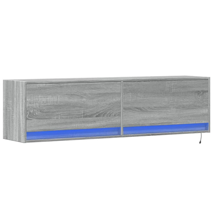 Comodă TV de perete cu lumini LED, gri sonoma, 140x31x38 cm - WALTI WALTI