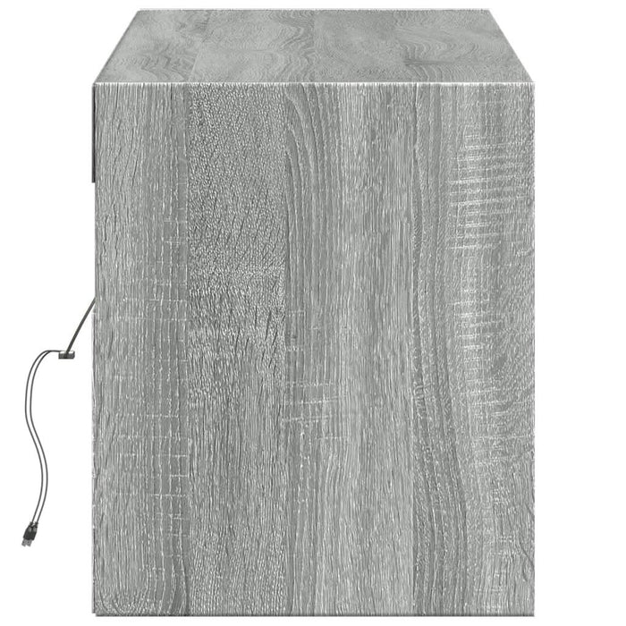 Comodă TV de perete cu lumini LED, gri sonoma, 140x31x38 cm - WALTI WALTI