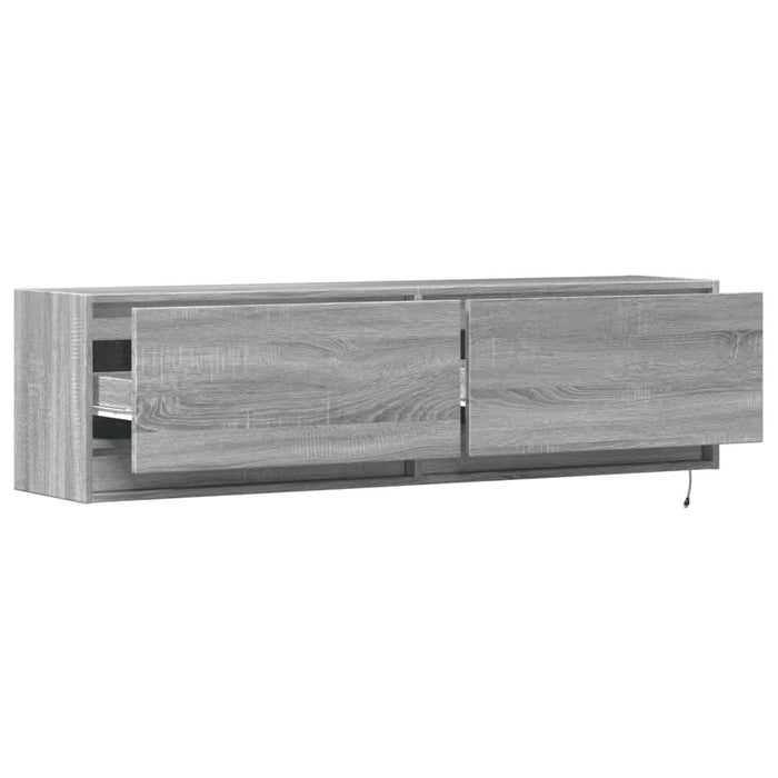Comodă TV de perete cu lumini LED, gri sonoma, 140x31x38 cm - WALTI WALTI