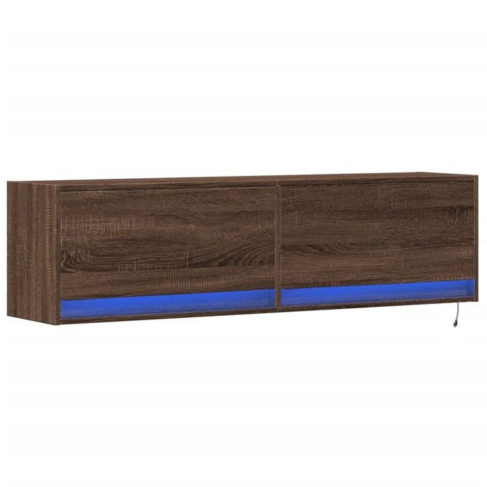 Comodă TV de perete cu lumini LED, stejar maro, 140x31x38 cm - WALTI WALTI
