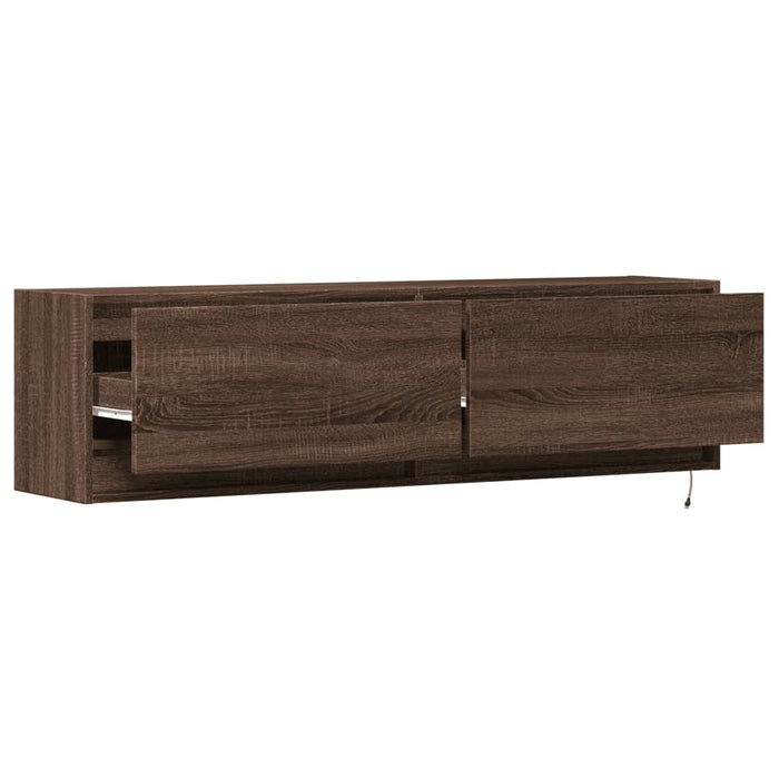 Comodă TV de perete cu lumini LED, stejar maro, 140x31x38 cm - WALTI WALTI