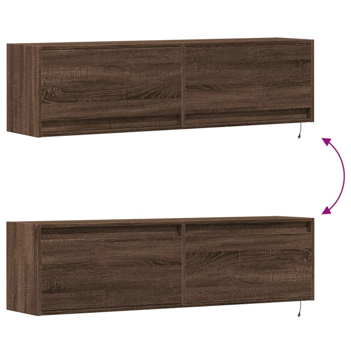 Comodă TV de perete cu lumini LED, stejar maro, 140x31x38 cm - WALTI WALTI