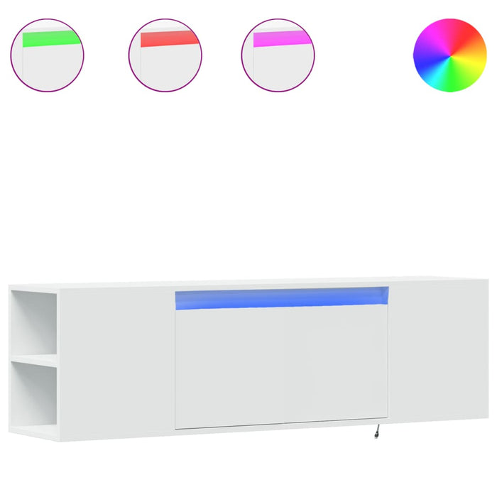 Dulap TV de perete cu lumini LED, alb, 135x31x39,5 cm - WALTI WALTI