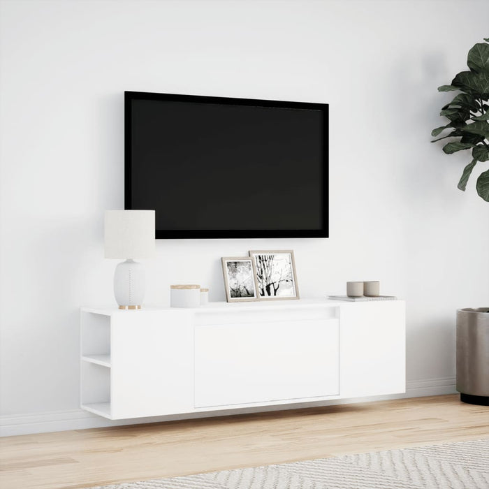 Dulap TV de perete cu lumini LED, alb, 135x31x39,5 cm - WALTI WALTI