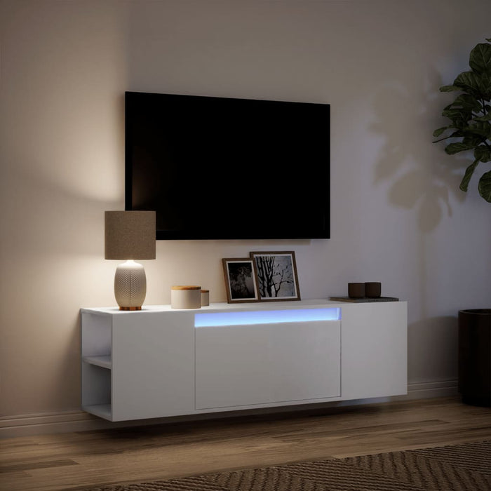 Dulap TV de perete cu lumini LED, alb, 135x31x39,5 cm - WALTI WALTI