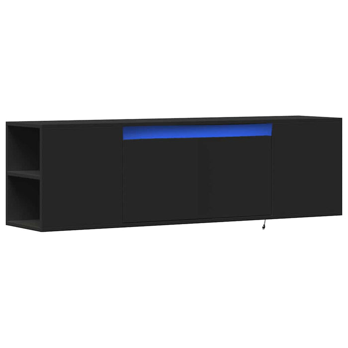 Dulap TV de perete cu lumini LED, negru, 135x31x39,5 cm - WALTI WALTI