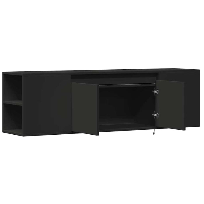 Dulap TV de perete cu lumini LED, negru, 135x31x39,5 cm - WALTI WALTI