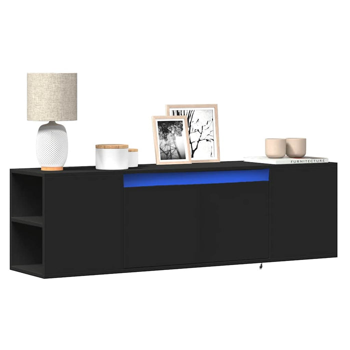 Dulap TV de perete cu lumini LED, negru, 135x31x39,5 cm - WALTI WALTI