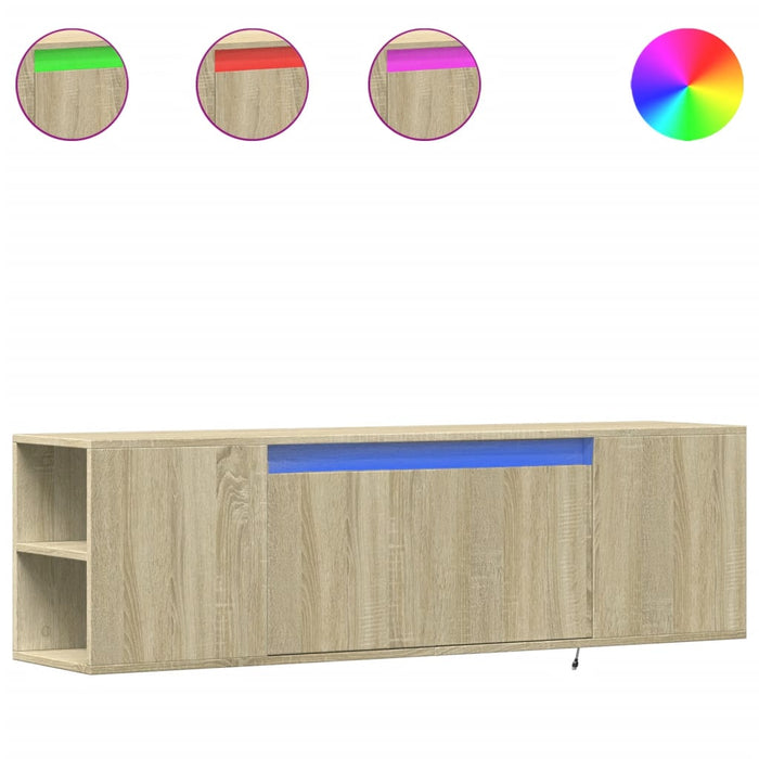 Dulap TV de perete cu lumini LED, stejar sonoma, 135x31x39,5 cm - WALTI WALTI