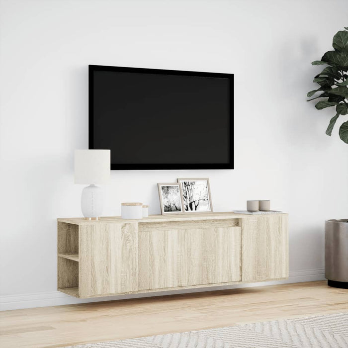 Dulap TV de perete cu lumini LED, stejar sonoma, 135x31x39,5 cm - WALTI WALTI