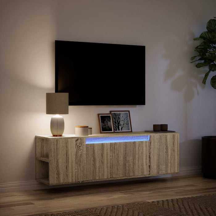Dulap TV de perete cu lumini LED, stejar sonoma, 135x31x39,5 cm - WALTI WALTI
