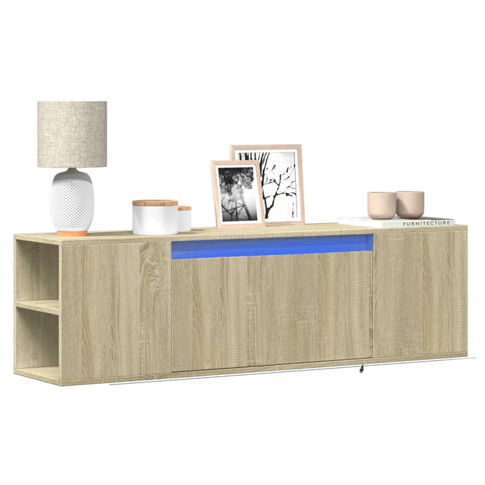 Dulap TV de perete cu lumini LED, stejar sonoma, 135x31x39,5 cm - WALTI WALTI