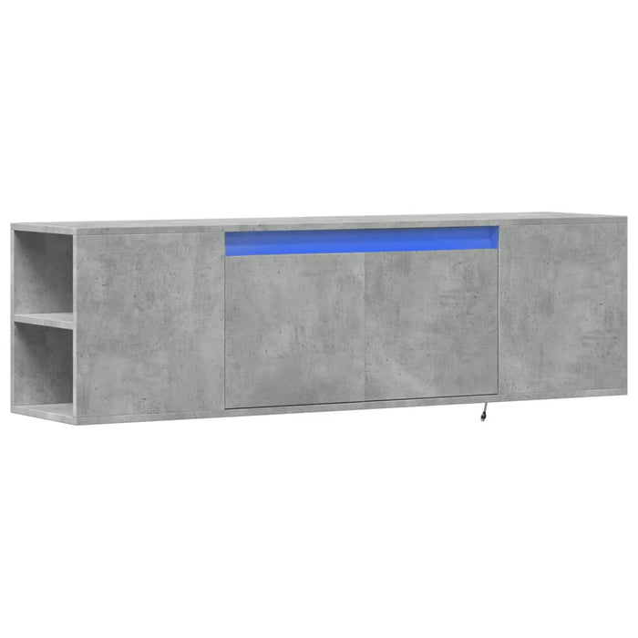 Dulap TV de perete cu lumini LED, gri beton, 135x31x39,5 cm - WALTI WALTI