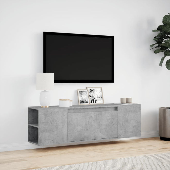 Dulap TV de perete cu lumini LED, gri beton, 135x31x39,5 cm - WALTI WALTI