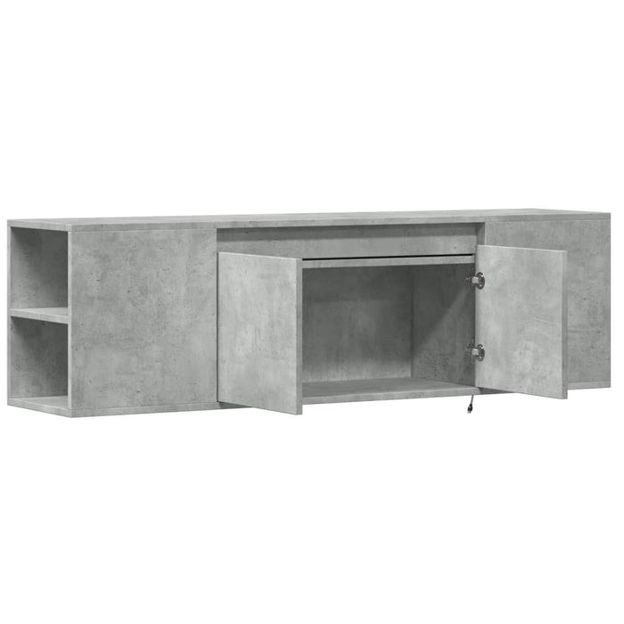 Dulap TV de perete cu lumini LED, gri beton, 135x31x39,5 cm - WALTI WALTI