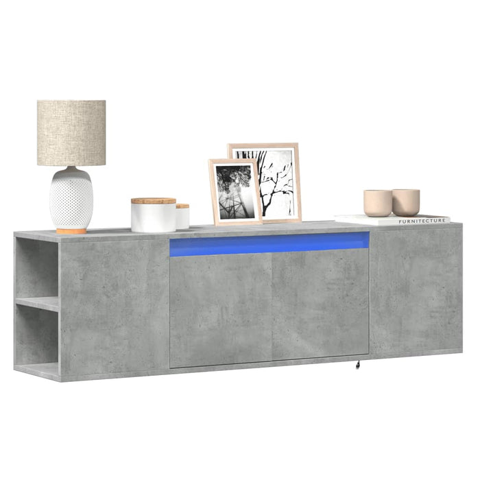 Dulap TV de perete cu lumini LED, gri beton, 135x31x39,5 cm - WALTI WALTI