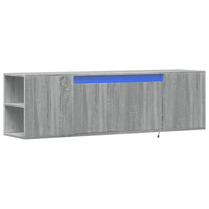Comodă TV de perete cu lumini LED, gri sonoma, 135x31x39,5 cm - WALTI WALTI