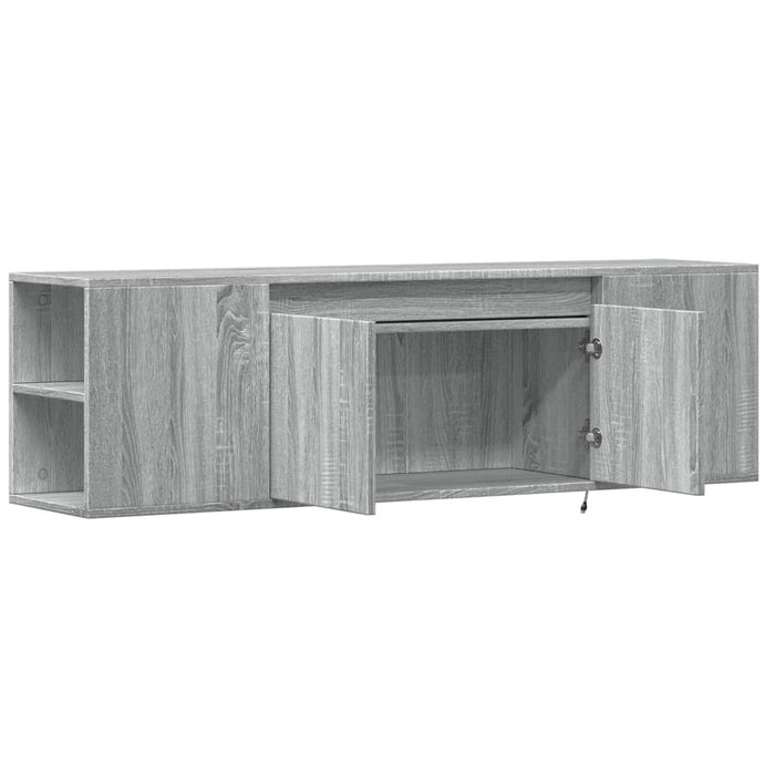 Comodă TV de perete cu lumini LED, gri sonoma, 135x31x39,5 cm - WALTI WALTI