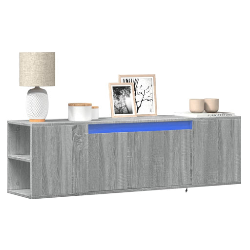 Comodă TV de perete cu lumini LED, gri sonoma, 135x31x39,5 cm - WALTI WALTI