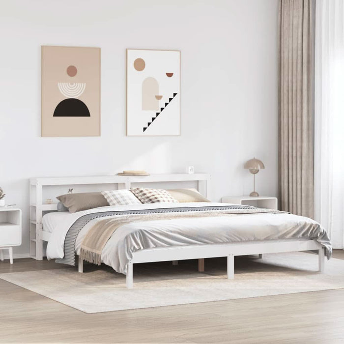 Cadru de pat fără saltea, alb, 180x200 cm, lemn masiv pin - WALTI WALTI