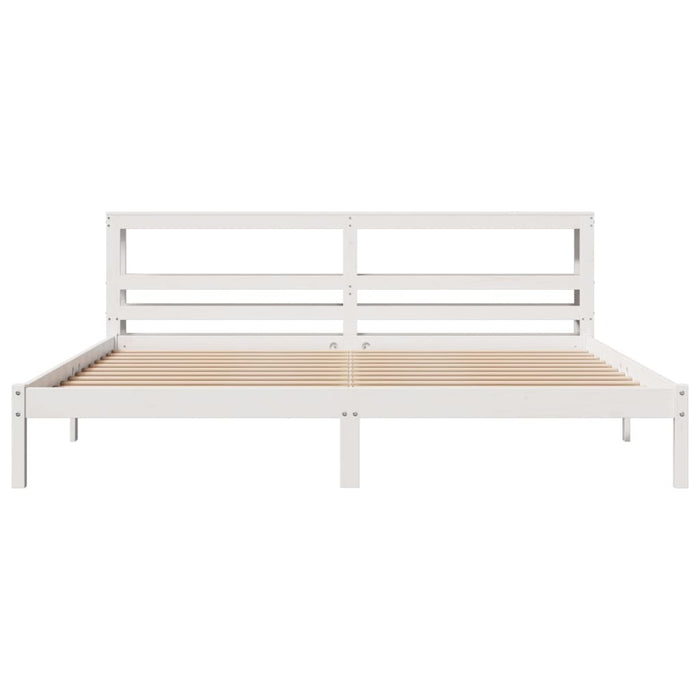 Cadru de pat fără saltea, alb, 200x200 cm, lemn masiv pin WALTI