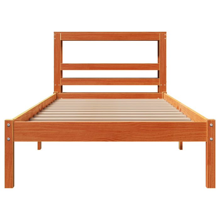 Cadru de pat cu tăblie, maro ceruit, 75x190 cm, lemn masiv pin - WALTI WALTI