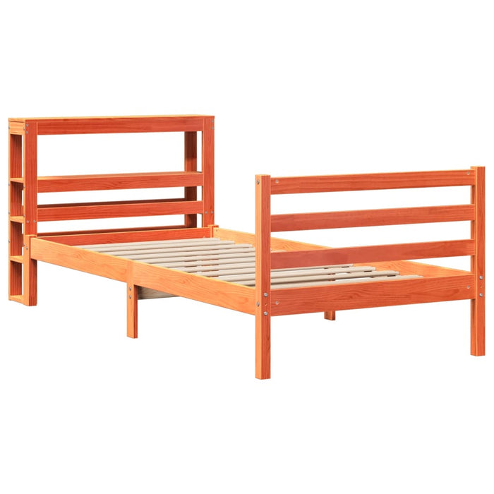 Cadru pat fără saltea, maro ceruit, 75x190 cm, lemn masiv pin - WALTI WALTI